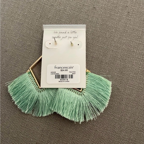 Francesca's Gold and Mint Earrings - Picture 2 of 3
